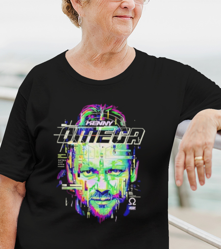 Kenny Omega Neon Glitch Portrait With Omega T-Shirt