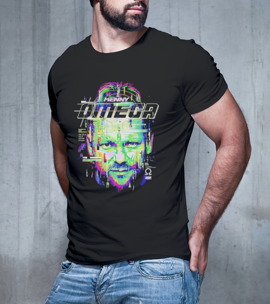 Kenny Omega Neon Glitch Portrait With Omega T-Shirt