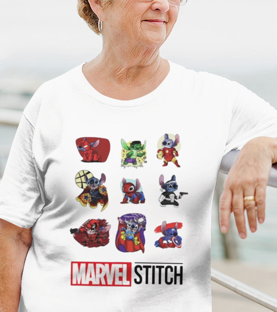 Marvel Stitch Super Hero Characters Collaboration Collection T-Shirt