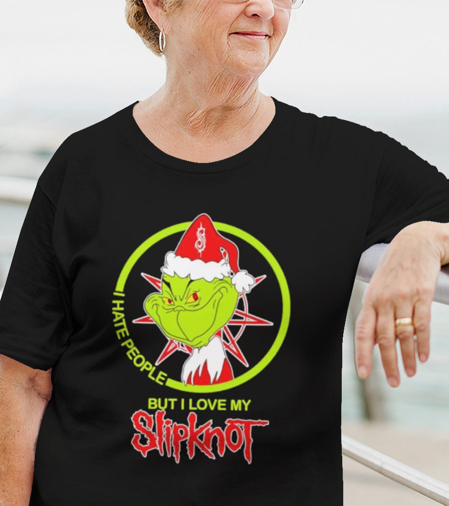I Hate People But I Love My Slipknot Santa Grinch Santa Hat Star T-Shirt