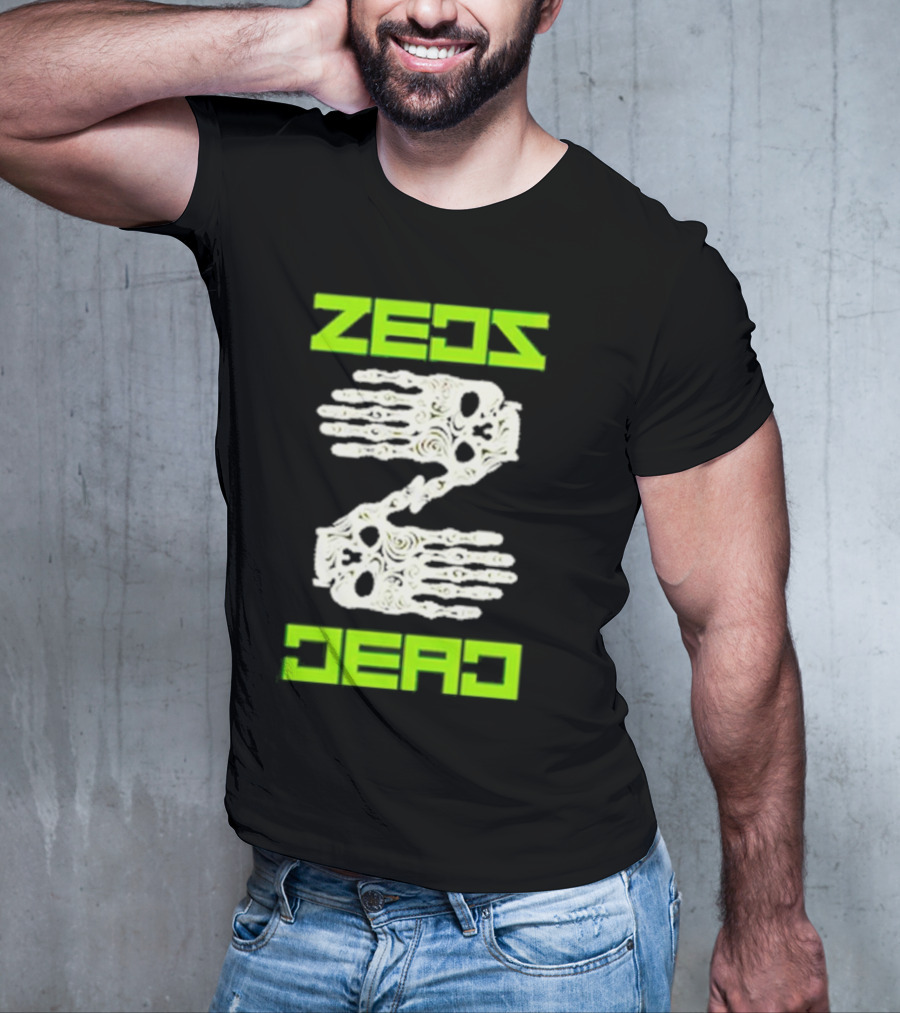 Zeds Dead Skeleton Hands Neon Typography T-Shirt