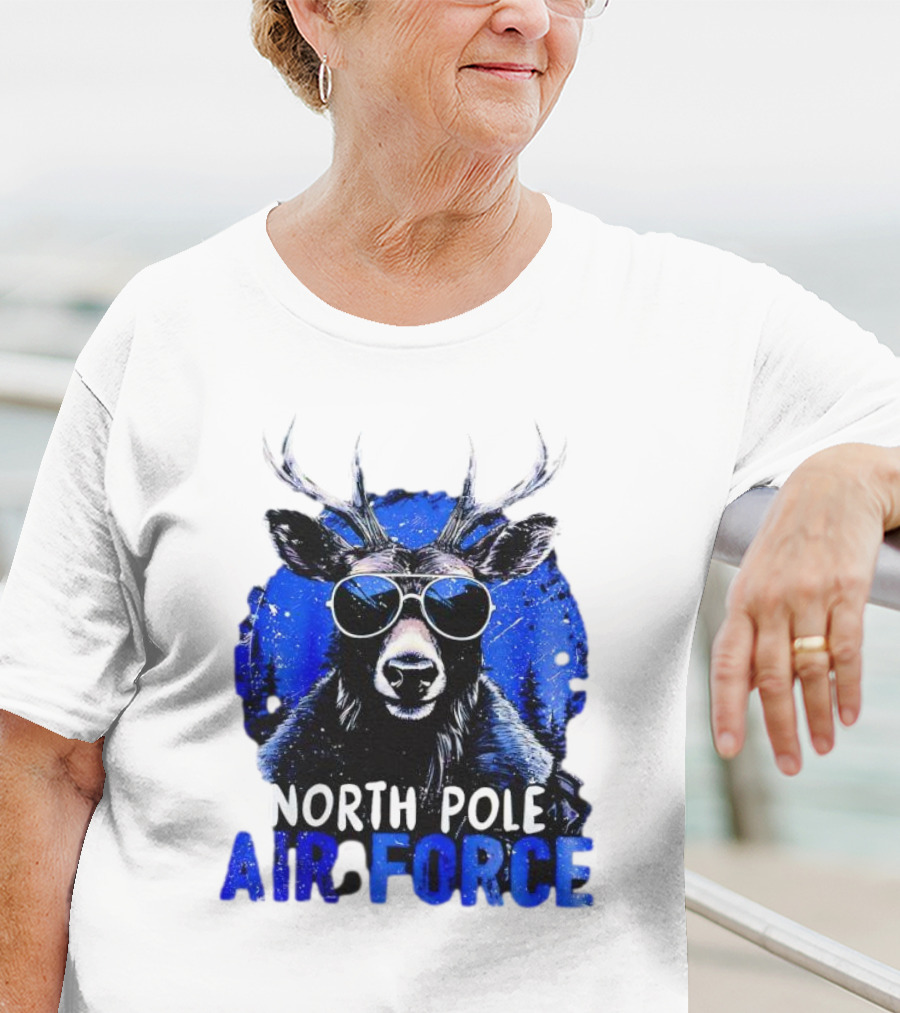 North Pole Air Force Cool Deer In Sunglasses T-Shirt