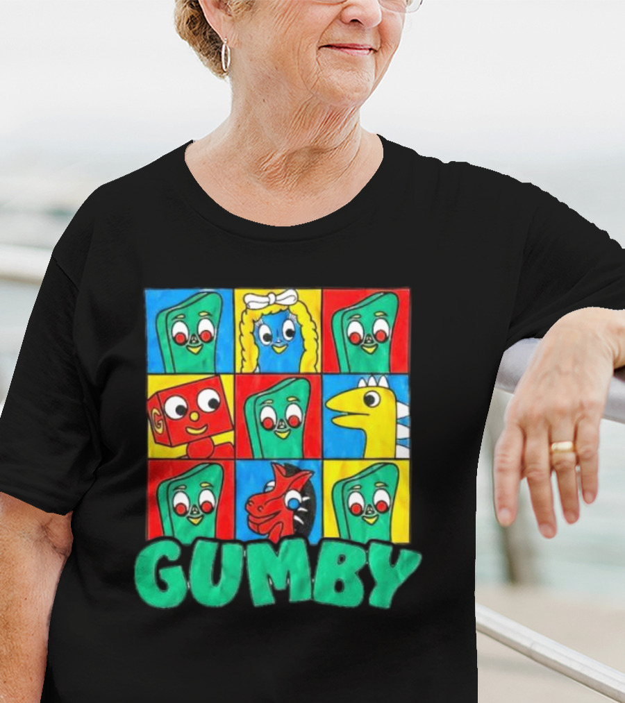 Gumby And Friends Colorful Cartoon Character Grid T-Shirt