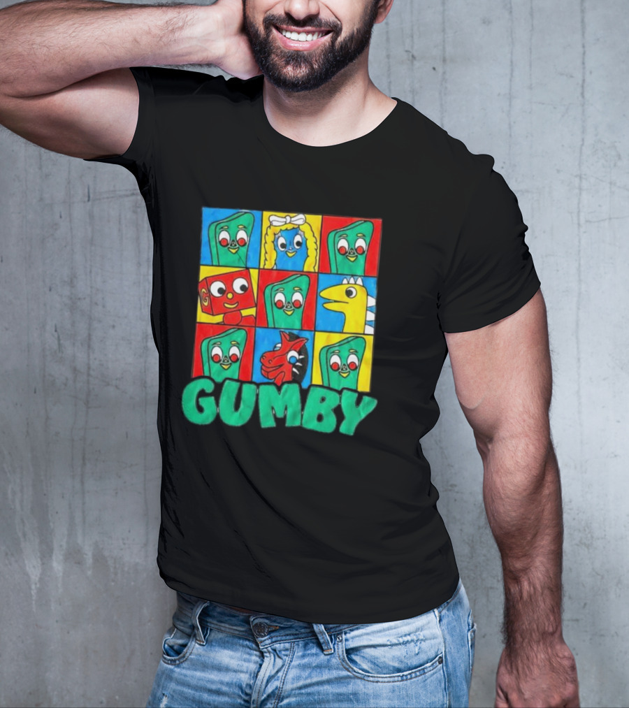 Gumby And Friends Colorful Cartoon Character Grid T-Shirt