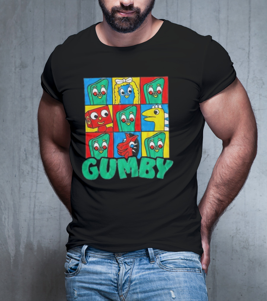 Gumby And Friends Colorful Cartoon Character Grid T-Shirt