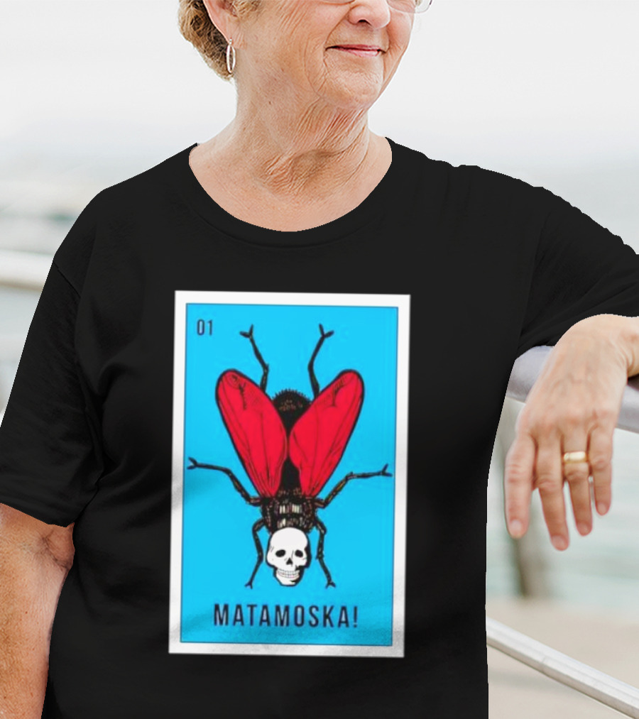 La Moska Loteria Matamoska 01 Fly Skull Blue Red Wings T-Shirt