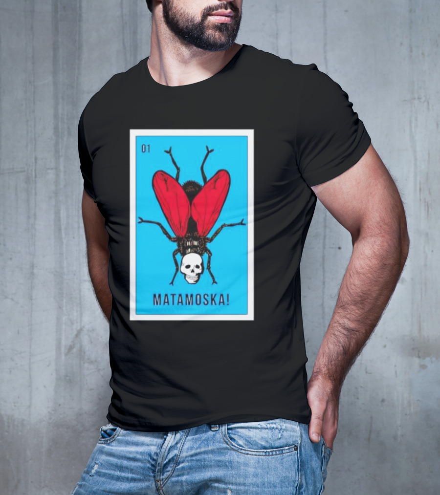 La Moska Loteria Matamoska 01 Fly Skull Blue Red Wings T-Shirt