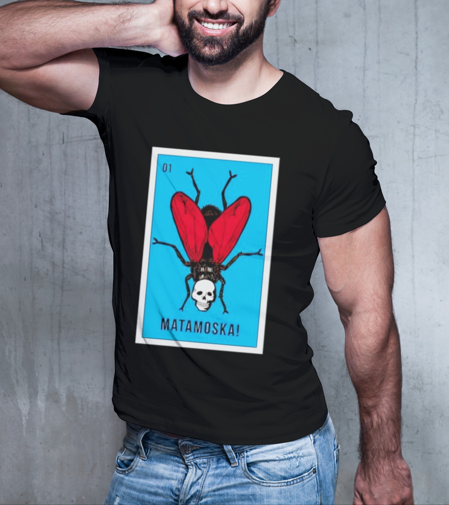 La Moska Loteria Matamoska 01 Fly Skull Blue Red Wings T-Shirt