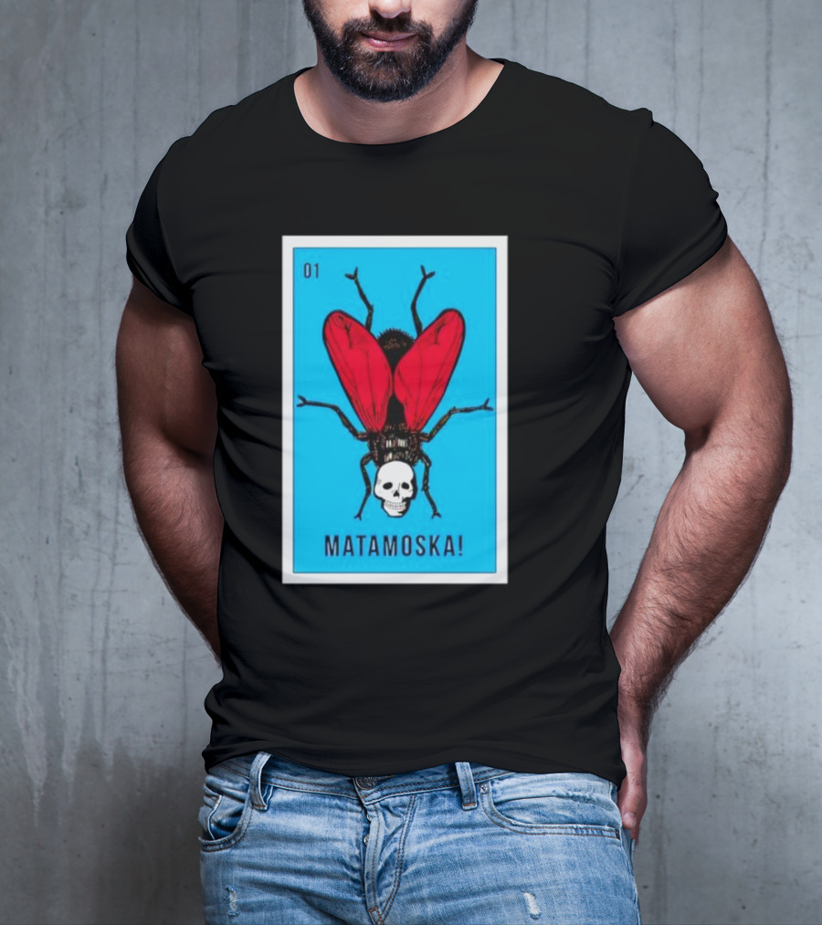 La Moska Loteria Matamoska 01 Fly Skull Blue Red Wings T-Shirt