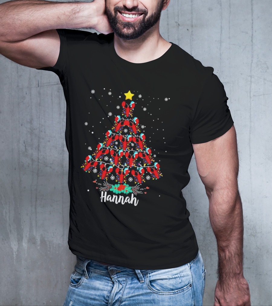 Hannah Lobster Christmas Tree With Star And Snowflakes T-Shirt