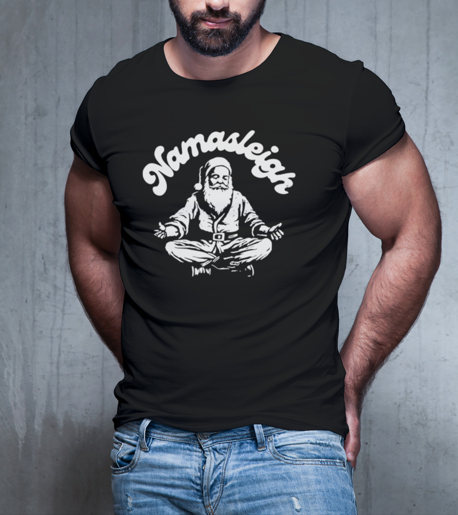 Namasleigh Santa Claus Meditating With Yoga Pose T-Shirt