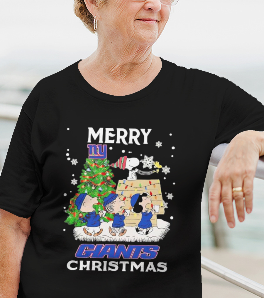 Merry Christmas Peanuts New York Giants T-Shirt