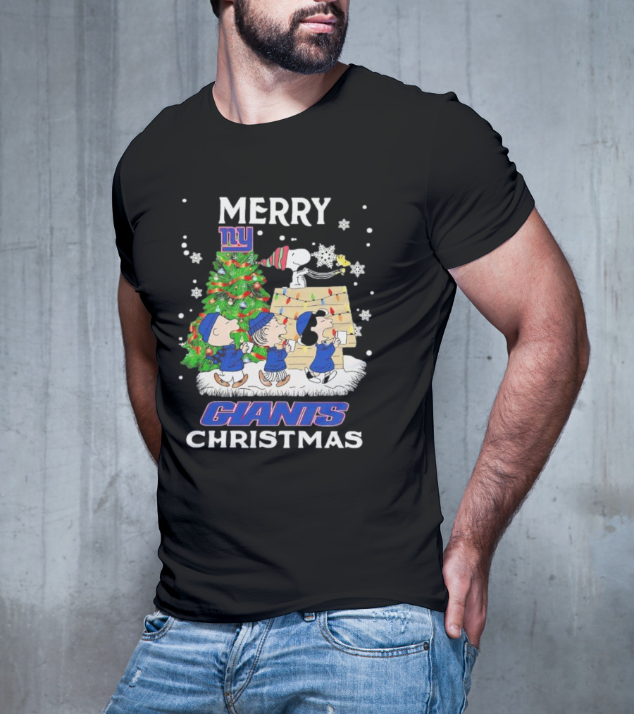 Merry Christmas Peanuts New York Giants T-Shirt
