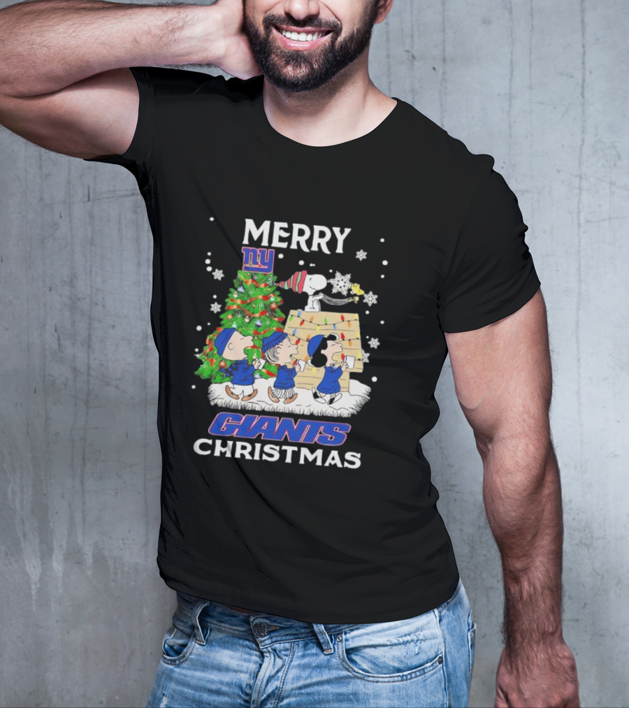 Merry Christmas Peanuts New York Giants T-Shirt