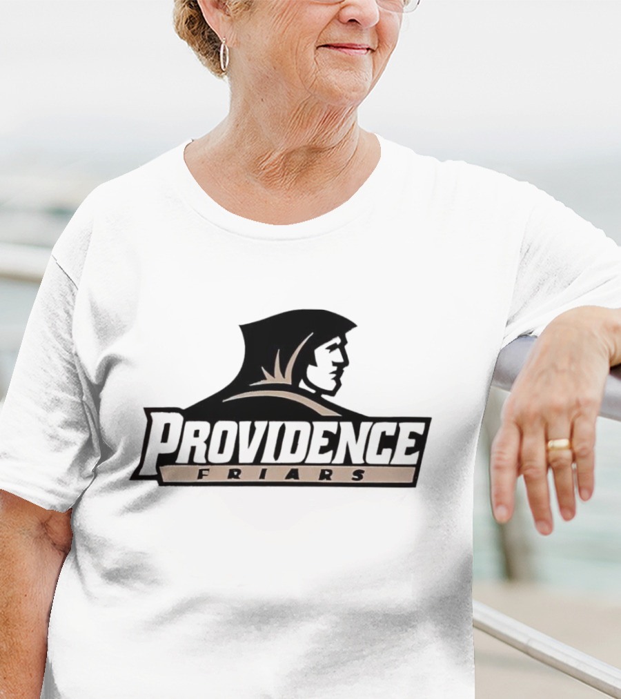 Providence Friars Athletics Team Emblem Iconic Black And White Hooded Figure T-Shirt