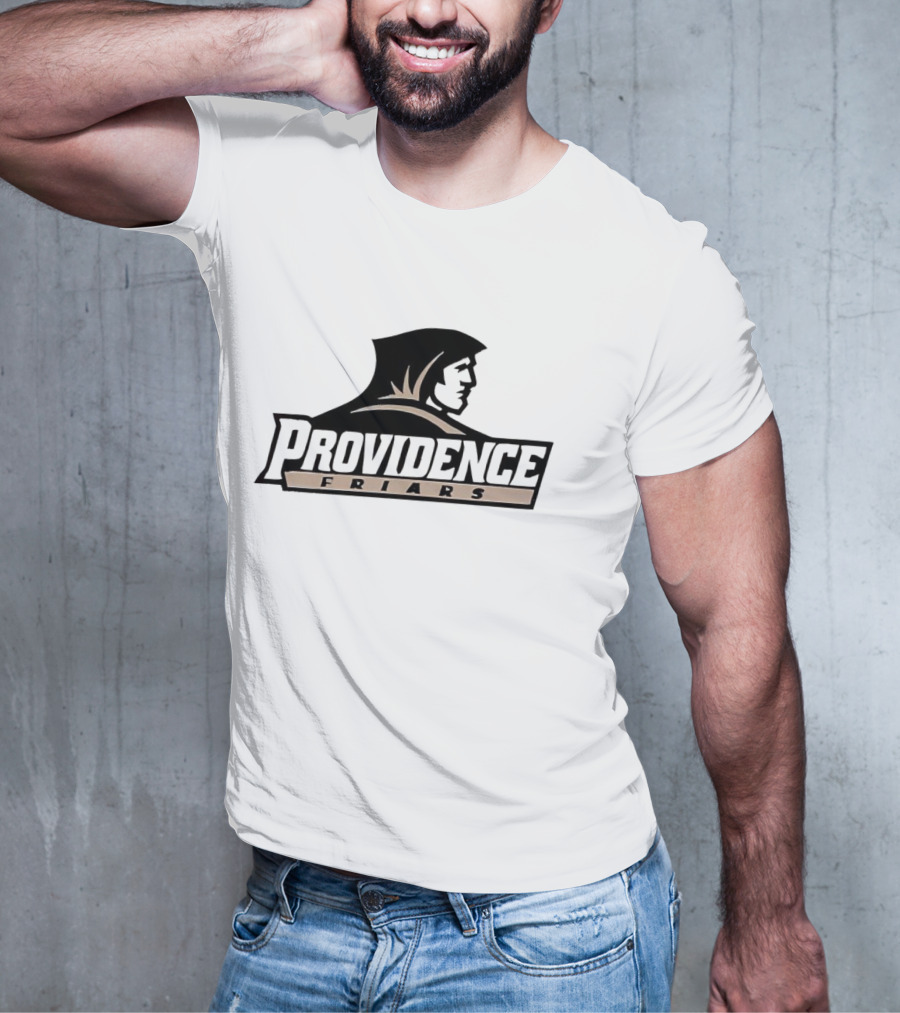 Providence Friars Athletics Team Emblem Iconic Black And White Hooded Figure T-Shirt