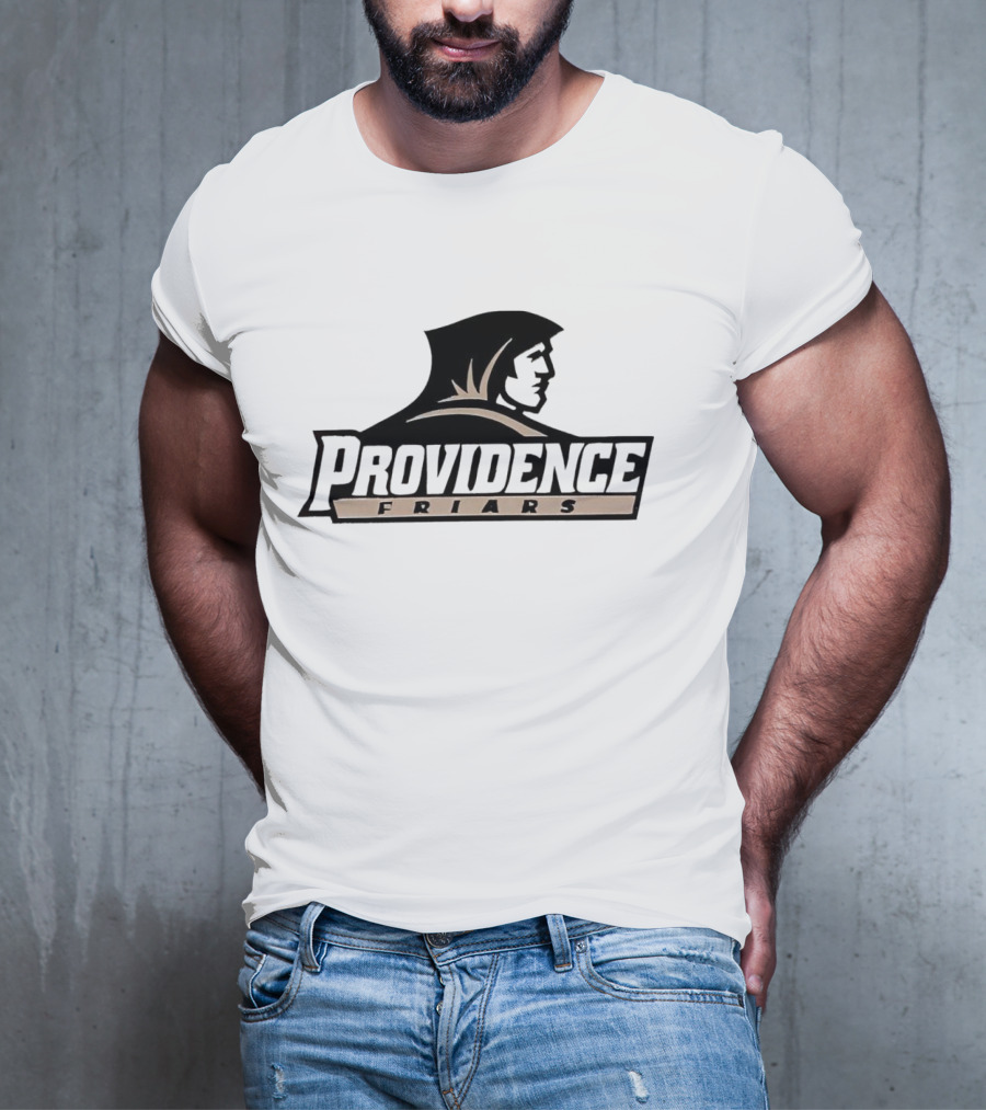 Providence Friars Athletics Team Emblem Iconic Black And White Hooded Figure T-Shirt