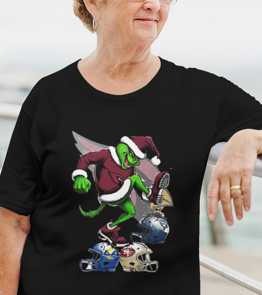 Arizona Cardinals Grinch Stomping Seahawks Rams 49ers Christmas Football Helmets T-Shirt