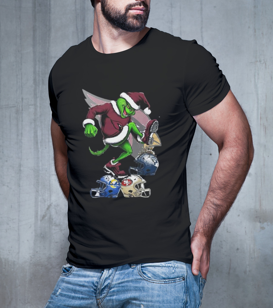 Arizona Cardinals Grinch Stomping Seahawks Rams 49ers Christmas Football Helmets T-Shirt