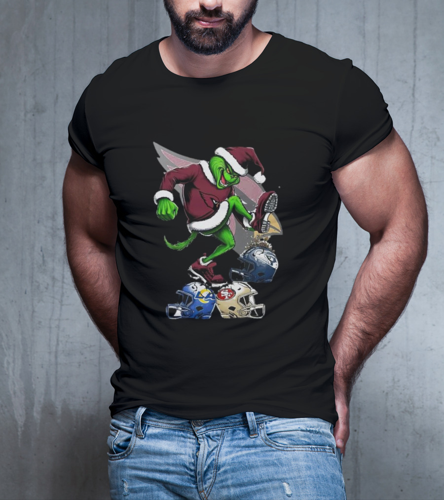 Arizona Cardinals Grinch Stomping Seahawks Rams 49ers Christmas Football Helmets T-Shirt