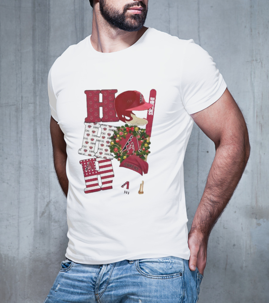 Arizona Diamondbacks D-Backs Ho Ho Ho Merry Christmas Holiday Baseball T-Shirt