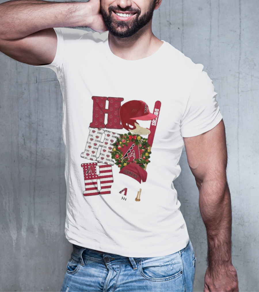 Arizona Diamondbacks D-Backs Ho Ho Ho Merry Christmas Holiday Baseball T-Shirt