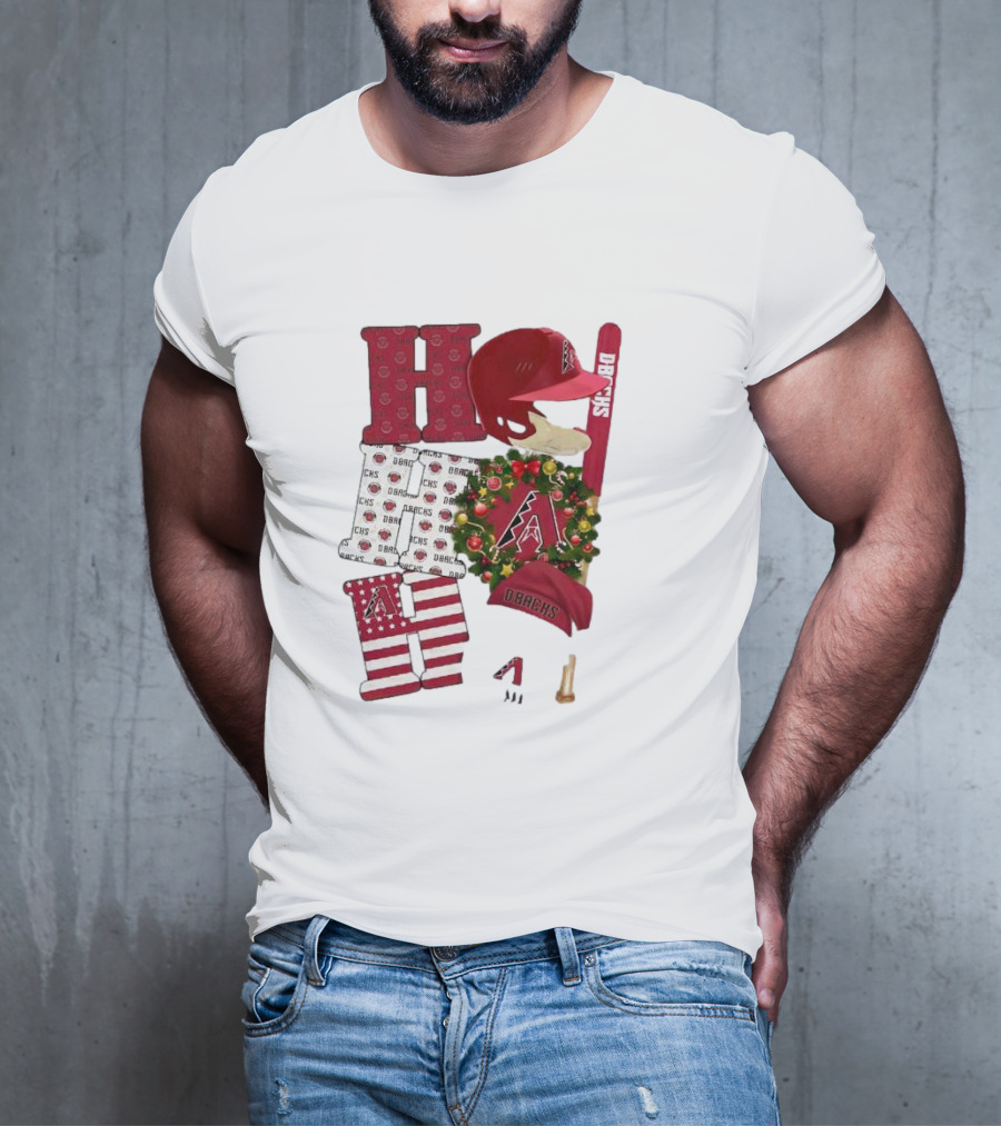Arizona Diamondbacks D-Backs Ho Ho Ho Merry Christmas Holiday Baseball T-Shirt