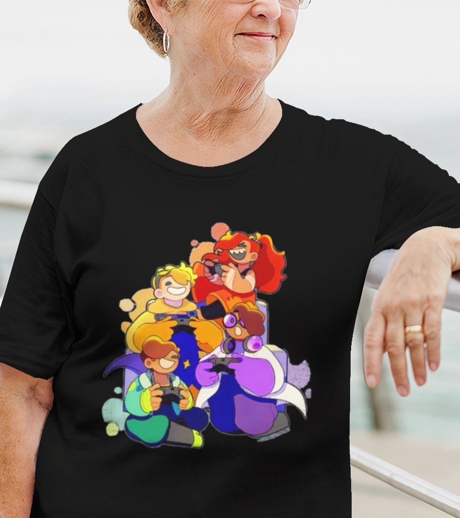 Bish Bash Bots Gaming Fun Characters Controller Crew T-Shirt