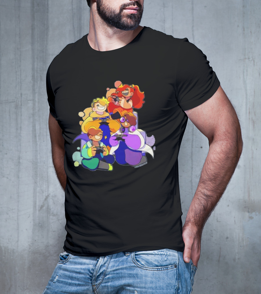 Bish Bash Bots Gaming Fun Characters Controller Crew T-Shirt