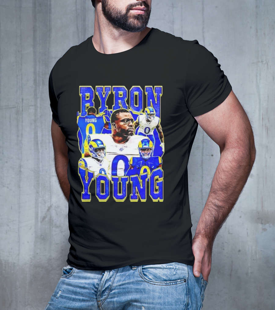 Byron Young Los Angeles Rams Picture Collage T-Shirt