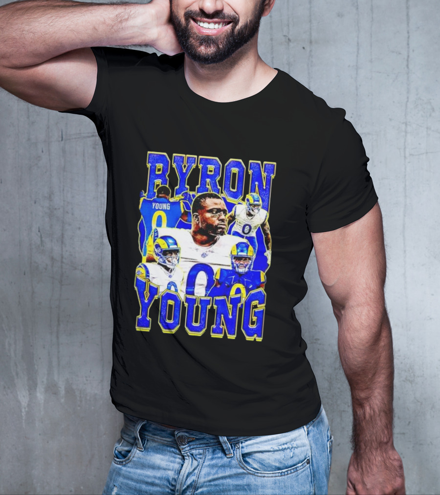 Byron Young Los Angeles Rams Picture Collage T-Shirt
