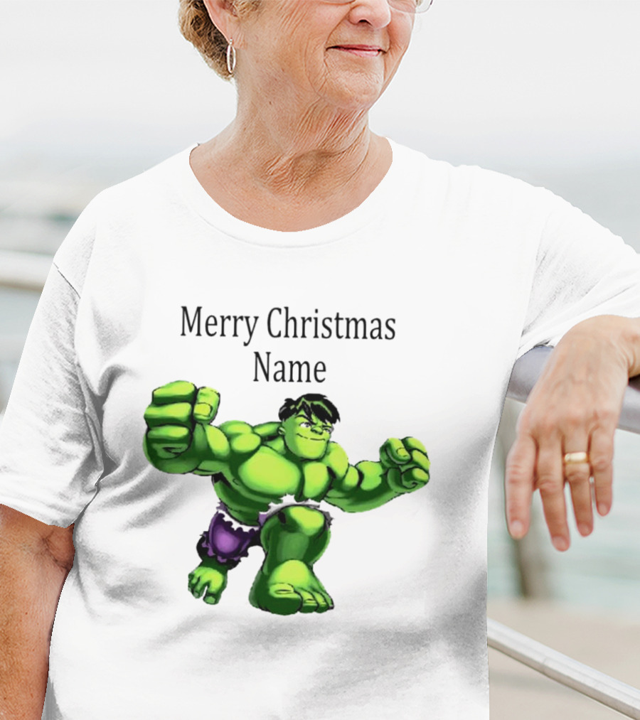 Merry Christmas Name Hulk Green T-Shirt