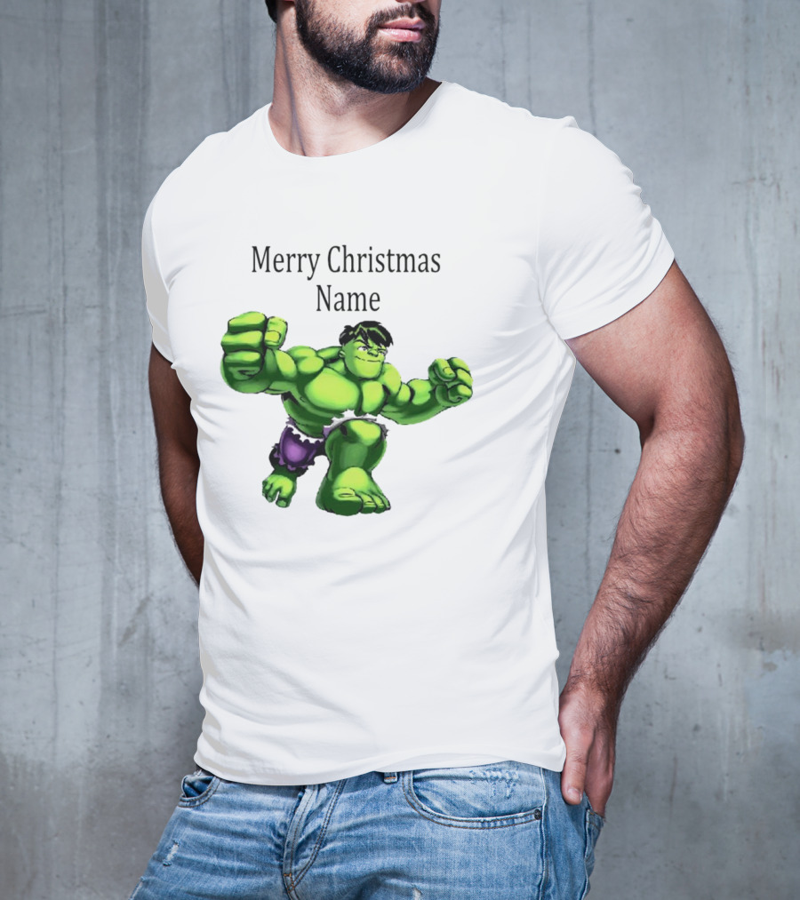 Merry Christmas Name Hulk Green T-Shirt