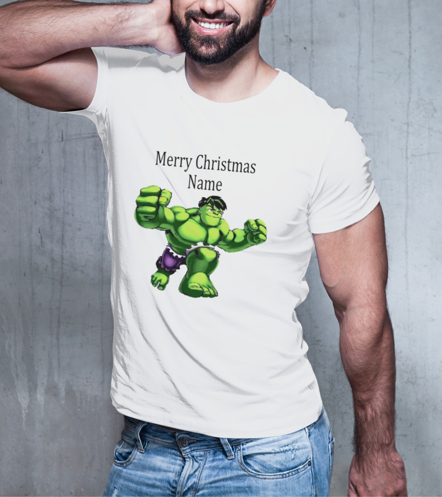 Merry Christmas Name Hulk Green T-Shirt