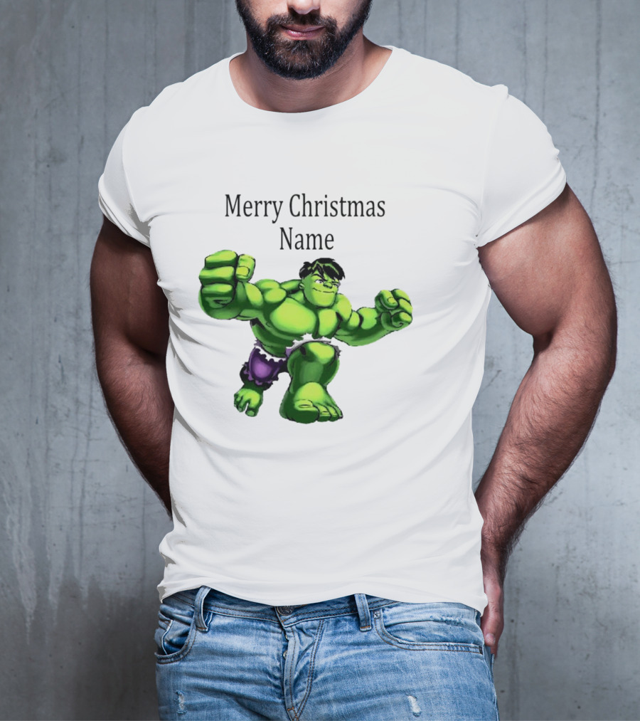 Merry Christmas Name Hulk Green T-Shirt