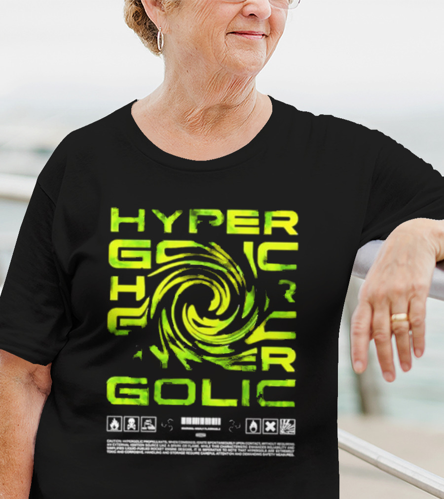 HYPERGOLIC SAFETY WARNING SYMBOLS SWIRL TEXT T-Shirt