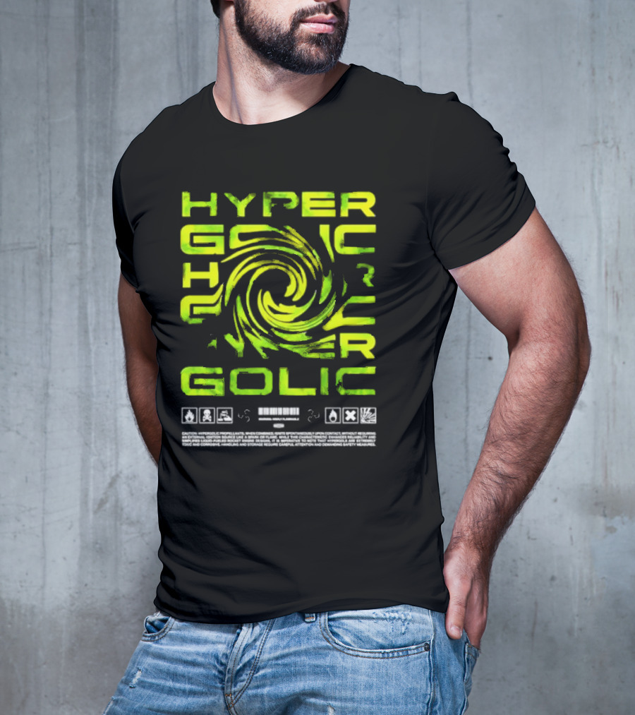 HYPERGOLIC SAFETY WARNING SYMBOLS SWIRL TEXT T-Shirt