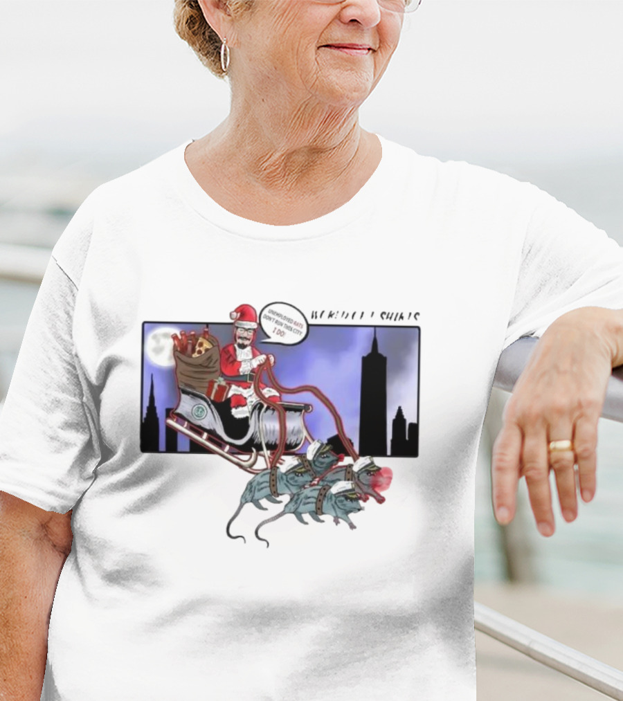 Josh Saves Christmas Chupacabras Sled New York City Skyline T-Shirt