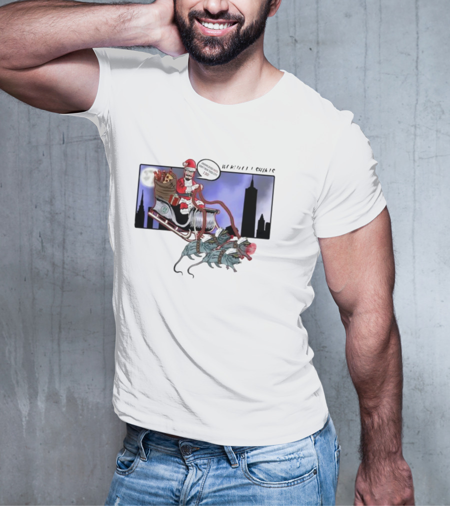 Josh Saves Christmas Chupacabras Sled New York City Skyline T-Shirt