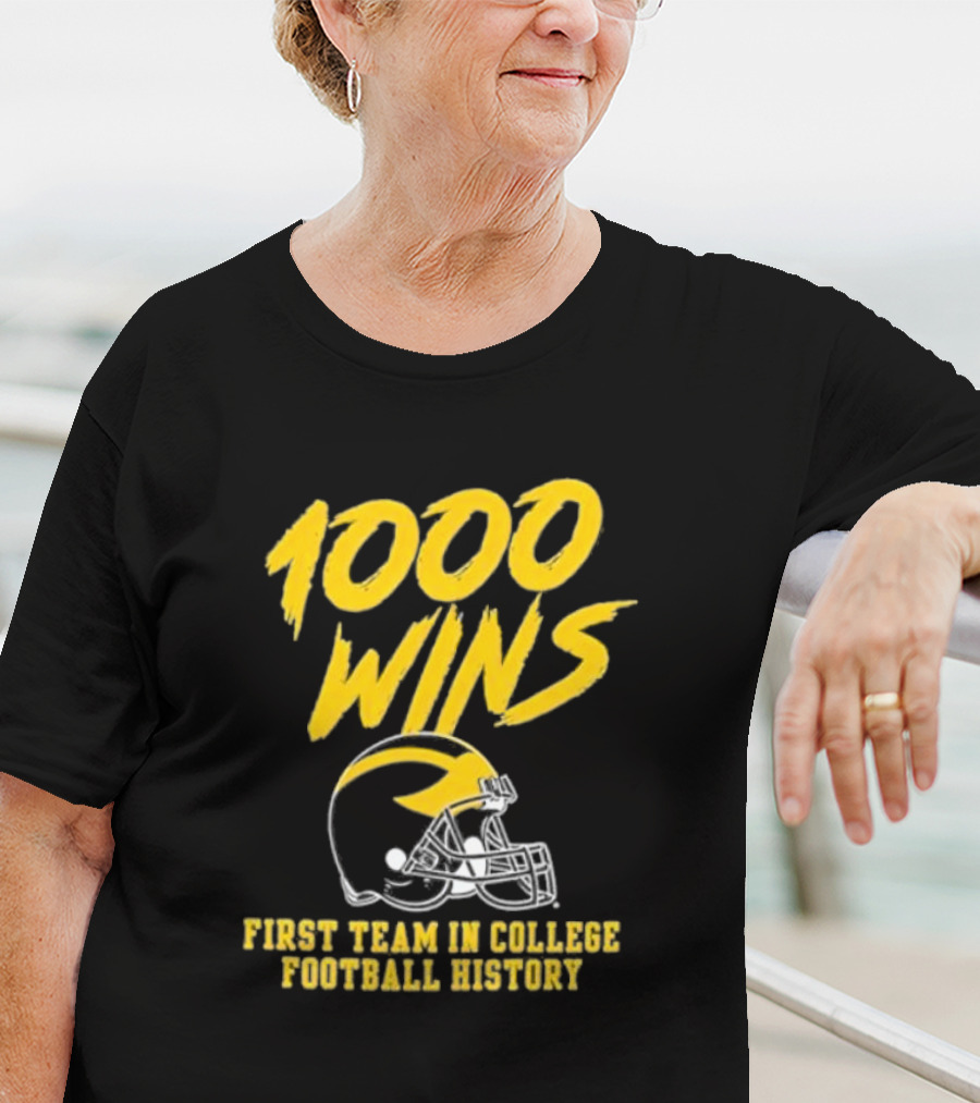 Michigan Wolverines 1000 Wins First Team In College Football History Helmet T-Shirt