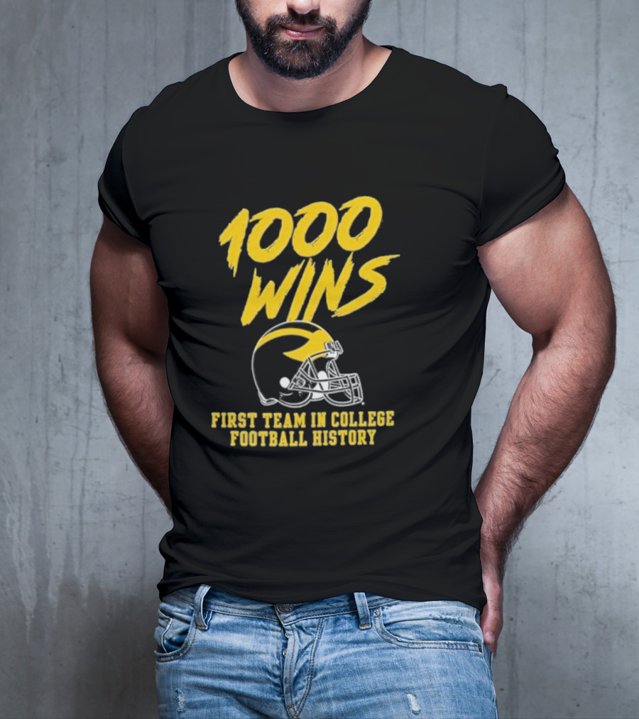 Michigan Wolverines 1000 Wins First Team In College Football History Helmet T-Shirt