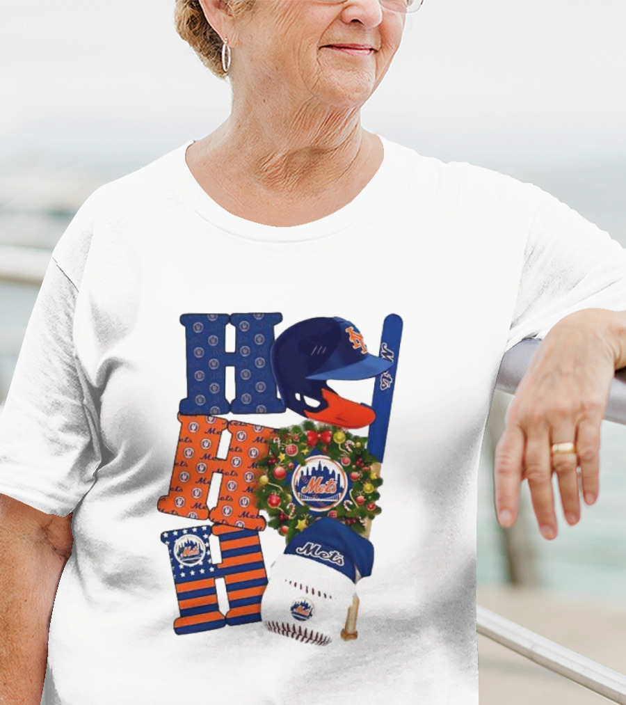 New York Mets Ho Ho Ho Merry Christmas Mets Baseball Holiday T-Shirt