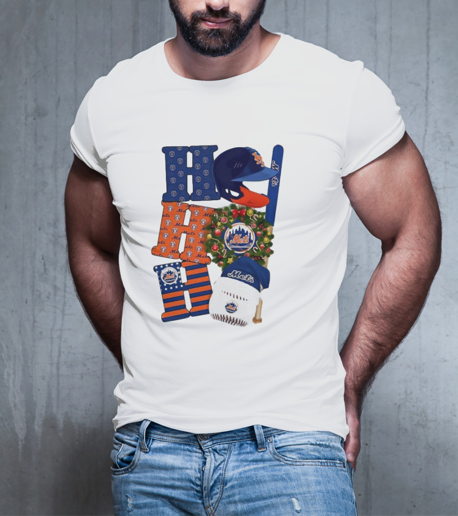 New York Mets Ho Ho Ho Merry Christmas Mets Baseball Holiday T-Shirt