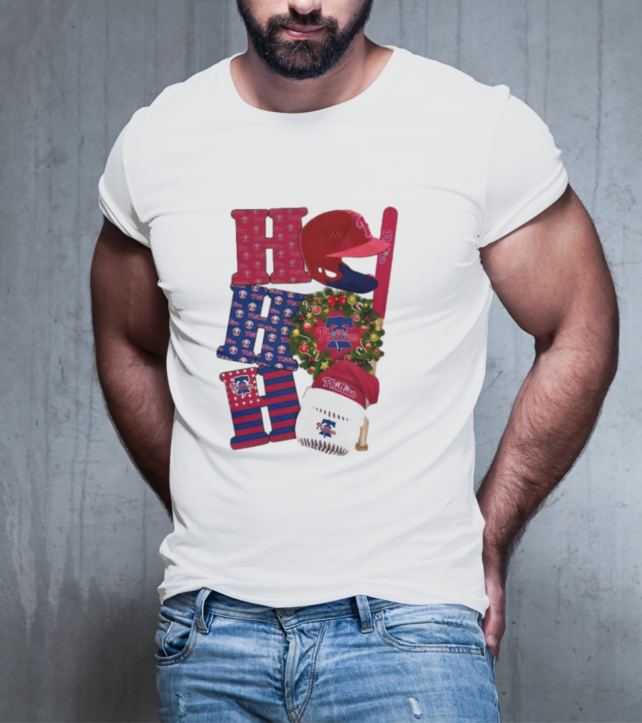 Philadelphia Phillies Ho Ho Ho Merry Christmas Sports Fan T-Shirt