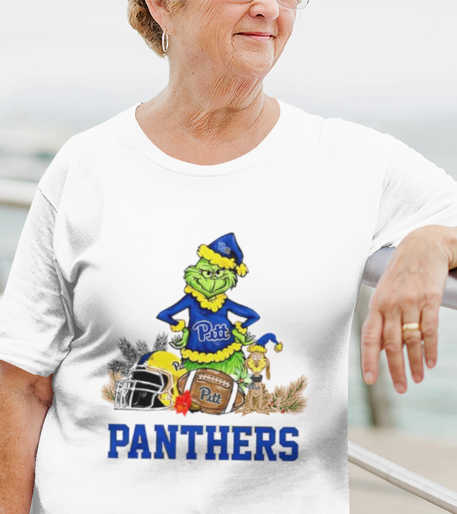 Pittsburgh Panthers Grinch Max Dog Christmas Football T-Shirt