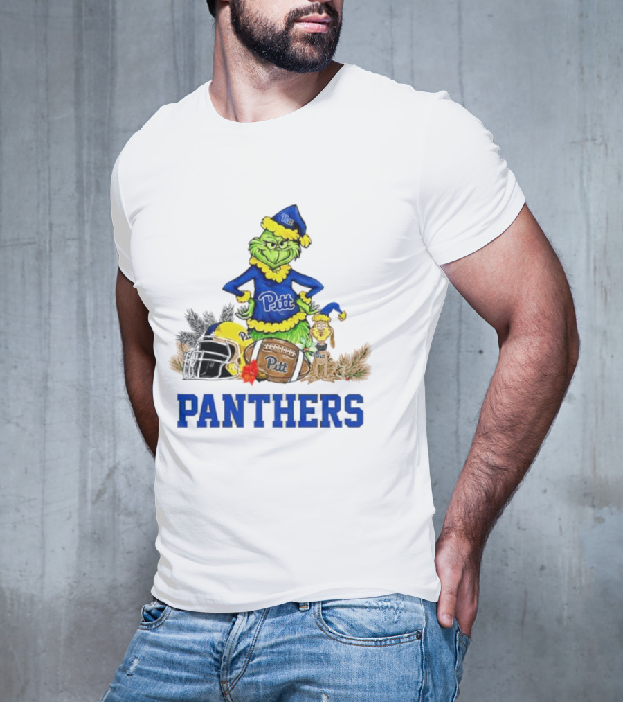 Pittsburgh Panthers Grinch Max Dog Christmas Football T-Shirt