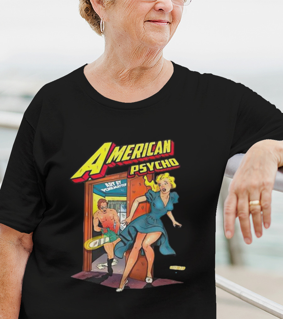 American Psycho Patrick Bateman Comic Style Panic Scene T-Shirt