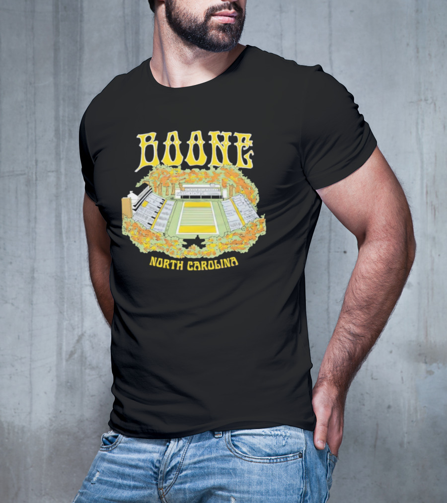 Boone North Carolina Stadium Football Field Autumn Leaves T-Shirt