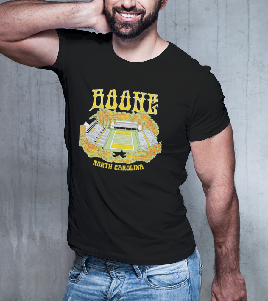Boone North Carolina Stadium Football Field Autumn Leaves T-Shirt