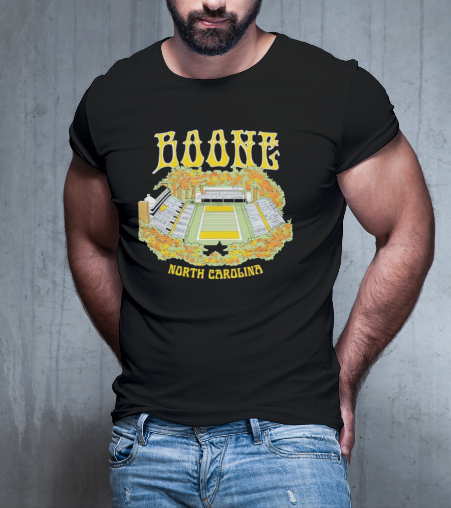 Boone North Carolina Stadium Football Field Autumn Leaves T-Shirt